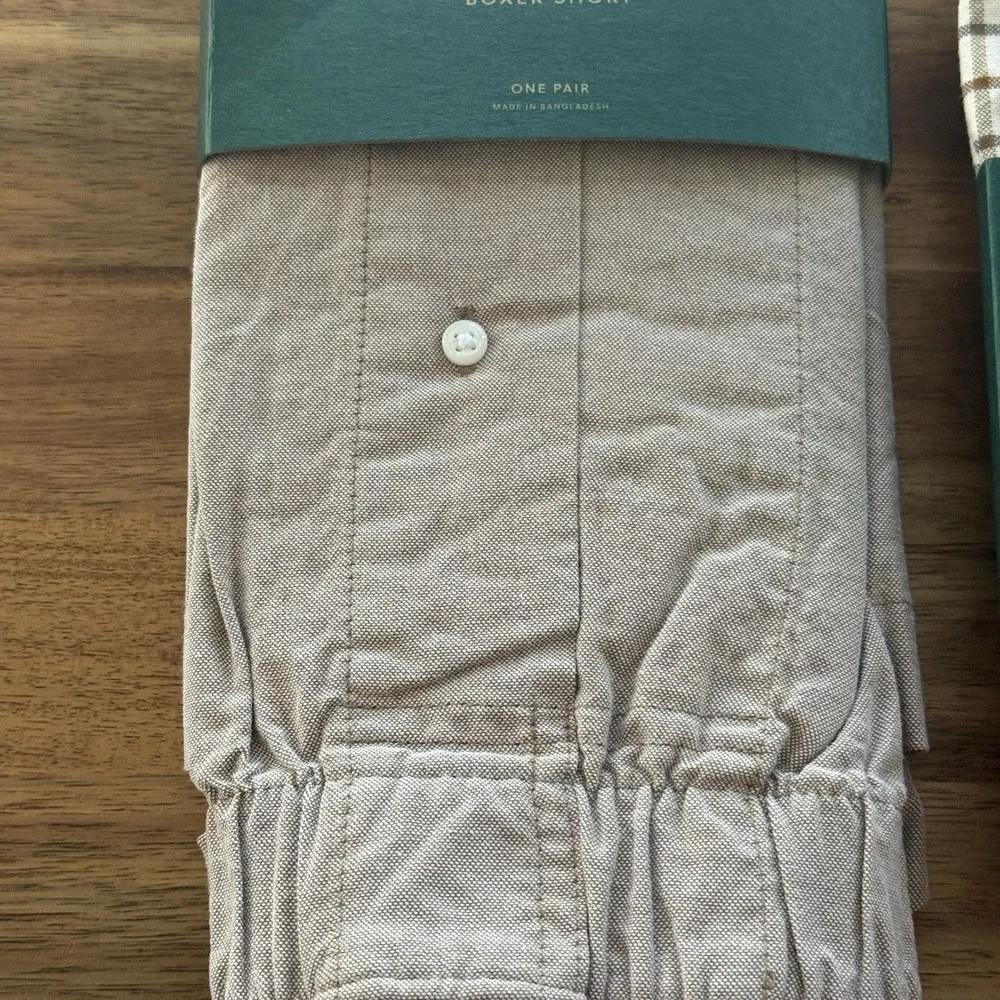 NWT LOT of 2 J CREW Organic Cotton Boxers Underwear Men's Medium Plaid / Brown